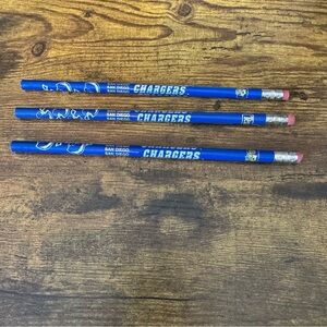 San Diego Chargers Team NFL Licensed Unsharpened Pencils Lot‎ of 3 Vintage